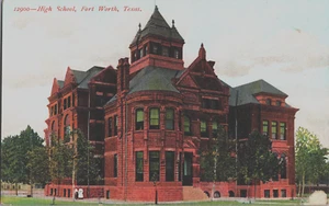Antique Postcard High School Fort Worth Texas - Bild 1 von 2