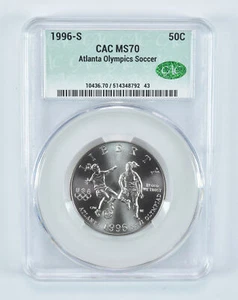 1996-S Olympic Soccer Commemorative Half Dollar MS70 CAC - Picture 1 of 5