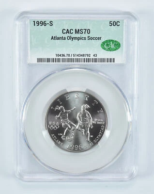 1996-S Olympic Soccer Commemorative Half Dollar MS70 CAC - Image 1 of 4