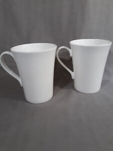 Two Mikasa Lausanne White Coffee Tea 9oz Mugs Bone China