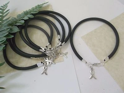 6 - MEN'S  MELANOMA SKIN CANCER AWARENESS   BRACELETS  - BLACK - Image 1 of 3