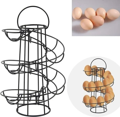 Holds Up To 18 Eggs Kitchen Storage Spiral Helter Skelter Egg Holder Stand Rack - Image 1 of 4