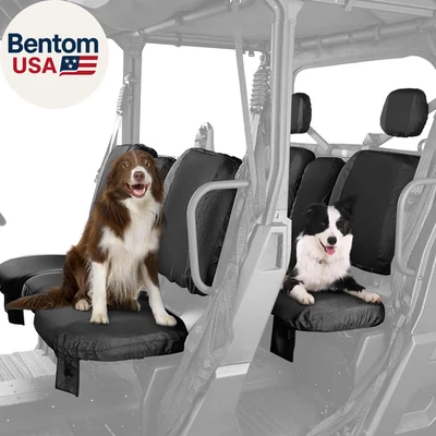 Fundas de asiento UTV negras, repelentes impermeables compatibles con Can Am Defender Max  Foto 1 de 4