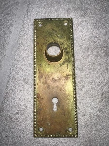 Antique DOOR Plate VICTORIAN Yale & Towne Brass Skeleton Hole - Picture 1 of 9