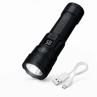 TORCIA LED RICARICABILE 500000 LUMEN PROFESSIONALE ALTA POTENZA ZOOMABILE - Imagen 1 de 4