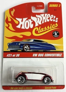 2005 Hot Wheels Classics Series 2 21/30 Red And White VW Bug Convertible Car - Picture 1 of 9