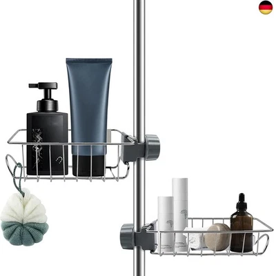 Duschregal ohne Bohren Edelstahl für Duschstange, 2 Stück Seifenhalter Dusche B - Bild 1 von 4