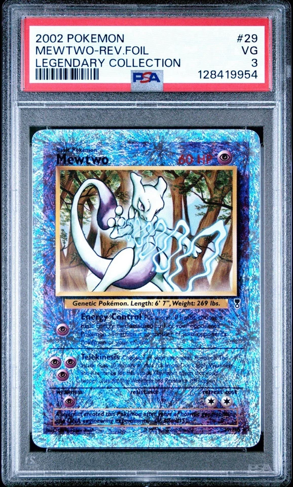 2002 POKEMON LEGENDARY COLL  #29 MEWTWO-REVERSE FOIL PSA 3 - Image 1 of 1