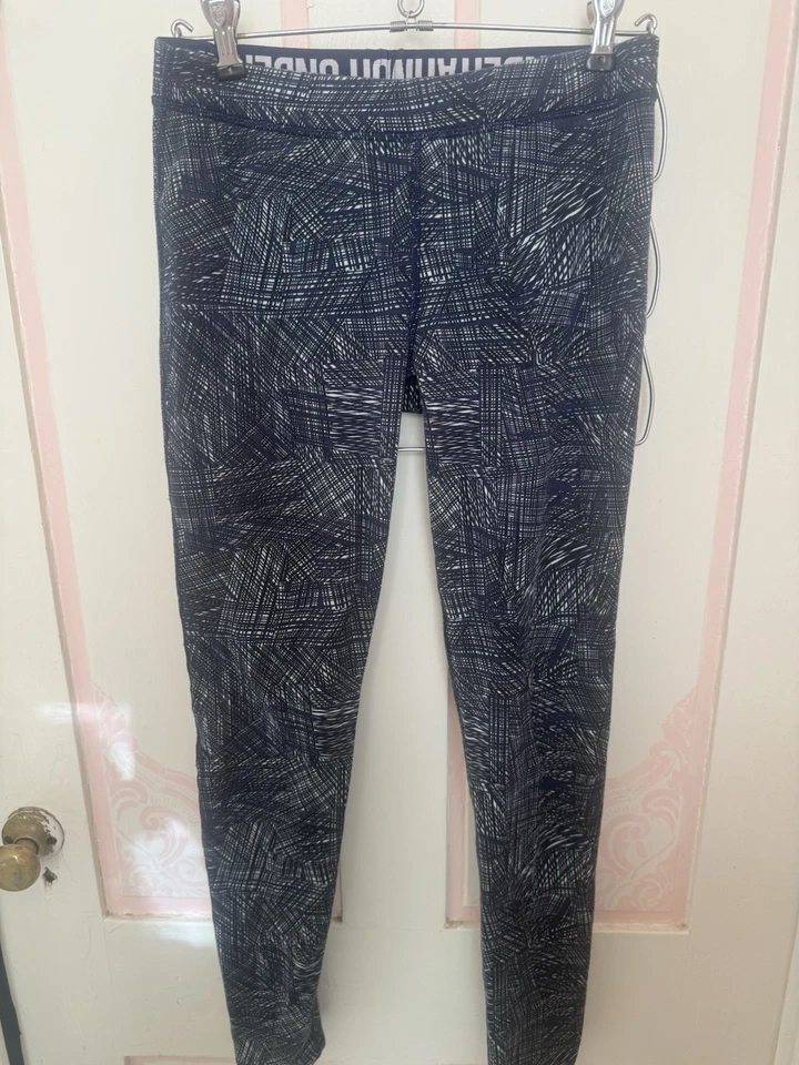 Under Armour Women's Leggings S/M Blue Pattern Logo On Leg - Image 1 of 3