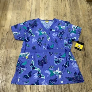 Wonder Wink Women’s SZ XL Scrub 100% Cotton Top Multicolor 3 Pockets - Picture 1 of 9