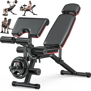 Workout Bench, Adjustable Weight Bench with Leg Extension and Leg Curl, Exten... - Picture 1 of 7