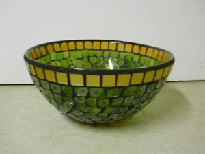 Grün & Gold Mosaikfliese Dekorative Glasschale Herbstdekor 8" x 4" - Bild 1 von 4