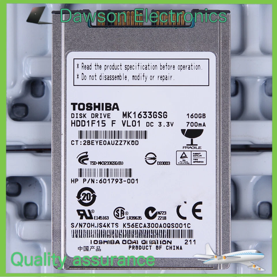  160 GB HDD 1.8" 16 MB 5400 RPM micro-SATA mSATA Hard Disk TOSHIBA (MK1633GSG) - Image 1 of 1