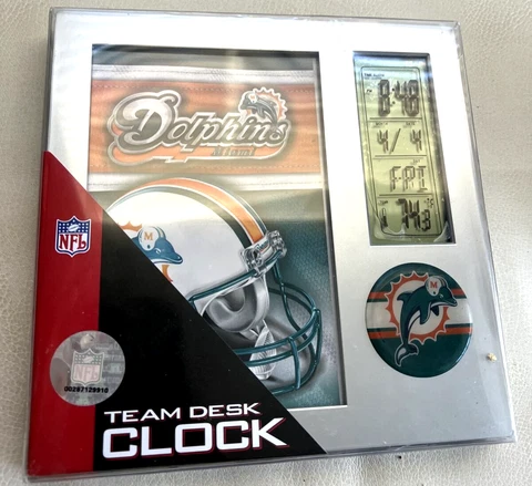 MIAMI DOLPHINS   Official NFL Team Desk Alarm Clock  New! mbc Cover