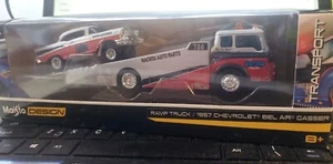 Camión rampa serie de transporte Maisto Design/Chevy Belair 1957 gasser NHRA - Imagen 1 de 6