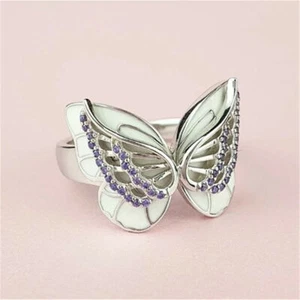Fashion Butterfly Shaped Purple Amethyst Wedding Ring Women's Size 6-10 - Picture 1 of 11