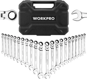 WORKPRO 22PC Ratcheting Wrench Set 72 Teeth Flex-Head Ratchet Combination Wrench - Picture 1 of 9