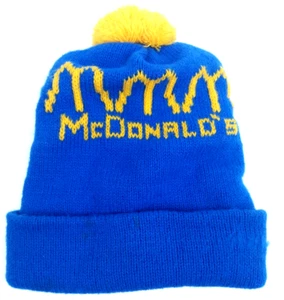 Vtg 1980's 90's Pitt Panthers Mcdonalds Restaurant Promo Pom Beanie Hat Clean - Picture 1 of 2