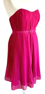 French Connection Strapless Fuchsia Pink Dress With Belt Size 10 BNWT - Picture 1 of 5