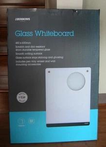 New J.Burrows Glass Frameless White Board 600 x 450mm Whiteboard SYDNEY PU ok - Picture 1 of 7