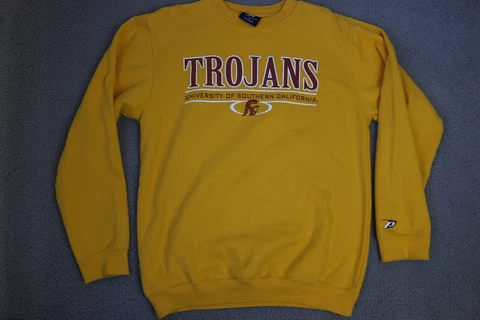 Vintage USC Trojans Men's Size Medium Sweatshirt Crew Neck Yellow Red Football Cover
