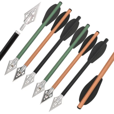 6.3" Aluminum Crossbow Bolts Arrows Archery Blade Broadhead Vanes Hunting Target - Image 1 of 4