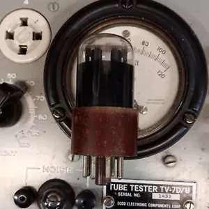 RAYTHEON (TUNG-SOL) 6SL7GT BROWN BASE BLACK ROUND PLATE TUBE, TV-7 TESTED#A-14 - Picture 1 of 2