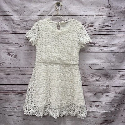 Zara Girls Off-White / Ivory Eyelet Dress Size 13-/14 - Image 1 of 3