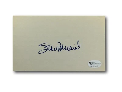 Stan Musial Signed Index Card 3x5 Autograph COA Online Authentics St Louis Cards - Image 1 of 2