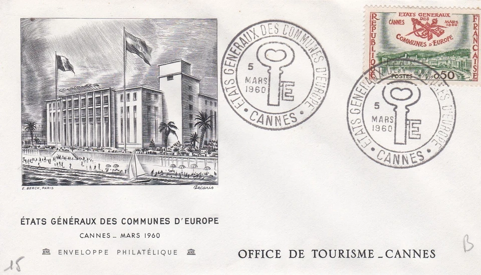 FRANCE 1960 FDC ETATS GENERAUX DES COMMUNES D'EUROPE YT 1244 - Photo 1/1