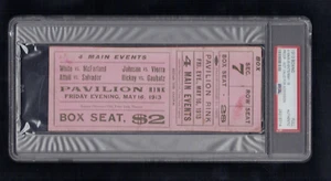 VERY RARE 1913 ATTELL JOHNSON WHITE McFARLAND PSA full boxing ticket SAN FRAN CA - Picture 1 of 2