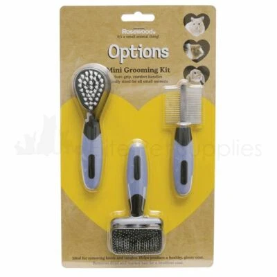 Rosewood Options Mini Grooming Kit Brush Comb Slicker Rabbit Hamster Guinea Pig