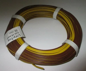 Kupfer-Zwillingslitze /  Doppellitze gelb/braun 25m   [1m = 0,534€]  NEU - Bild 1 von 1