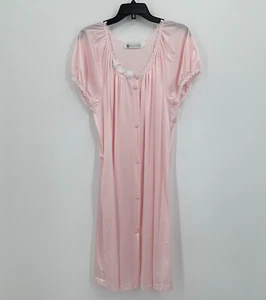 Vintage Vandemere Nachthemd Damen L rosa Blumen leichte Knopfleiste Nachtwäsche - Bild 1 von 8
