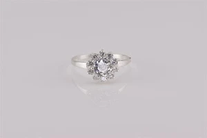 Anillo STE BEE plata esterlina acentuado halo flor ráfaga banda 925 talla: 7,5 - Imagen 1 de 7