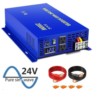 2000 Watts Pure Sine Wave Inverter 24V DC to AC 110v 120v Peak 4000 watt 60hz - Picture 1 of 7