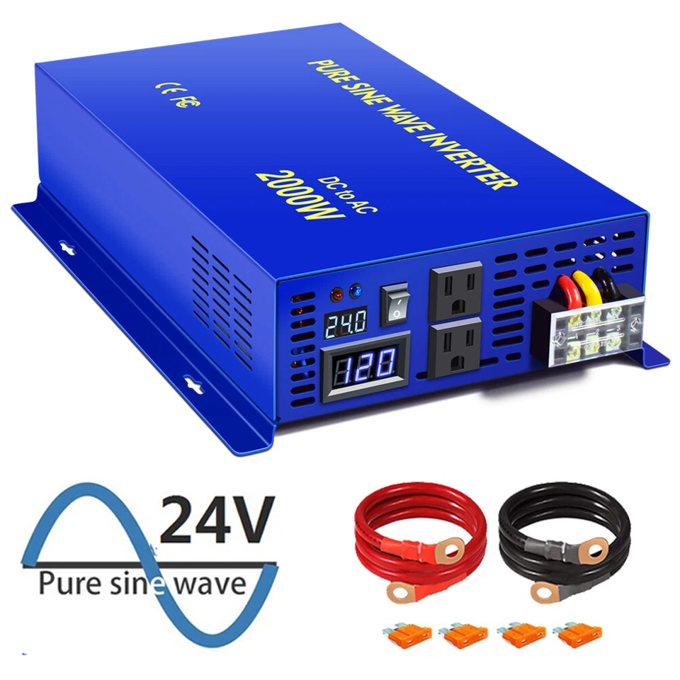 2000W Pure Sine Wave Inverter 24V DC to AC 110v120v 60hz power converter camp RV - Image 1 of 4