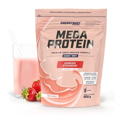 Mega Protein "Fresa" 500 g/Proteína en polvo multicomponente con caseína Whey M... Foto 1 de 4