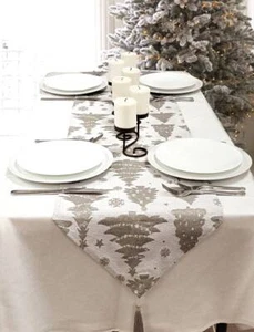 Wizardi Silver Pine Trees Christmas Table Runner F07M5-9A Silver - Picture 1 of 4