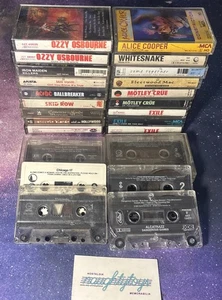 Vtg Cassette Tape Lot (24) Ozzy Osbourne, Iron Maiden, Motley Crue, AC/DC Rock - Picture 1 of 20