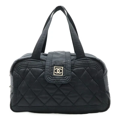 CHANEL Sports Line Coco Mark Quilted Mini Duffle Tote Shoulder Bag Nylon Black - Image 1 of 4