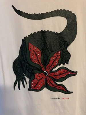 Lacoste Men's Stranger Things T-Shirt White Size X Large (6) Demogorgon Graphic - Image 1 of 4