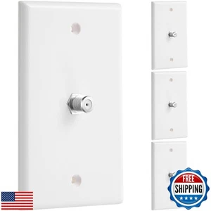 Weewooday 4 Pieces Coax Wall Plate 1-Port TV Cable Cover Outlet Plate F -type - Afbeelding 1 van 5
