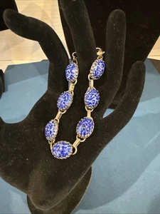 Vintage SORRELLI Confetti Panel Bracelet Blue, Silver Tone, Light Blue - Picture 1 of 16