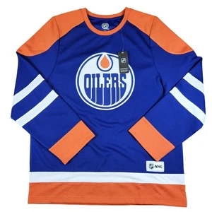 Camiseta deportiva de hockey para hombre Edmonton Oilers NHL azul naranja mediana con licencia oficial A2 - Imagen 1 de 7