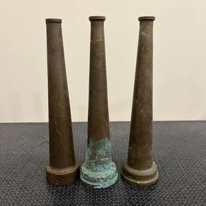 3 antike Messing Feuerwehrschlauch Düse 10" Vintage Steampunk Wooster Messing Teilung - Bild 1 von 19