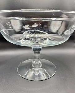 Vintage Princess Glass Etched Pedestal Elegant Dish Etched 10" Dia. Larger - Picture 1 of 24
