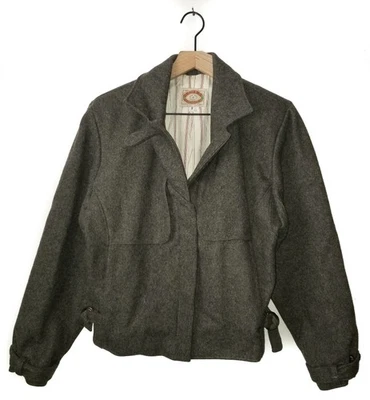 Banana Republic Melton шерсти куртка винтажный 70-х серый военный США женщин размер 8 (S/M) - Изображение 1 из 4