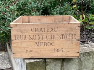 Chateau Christophe Medoc Wooden Wine Box Crate Storage Drawer Planter Hamper - Picture 1 of 7
