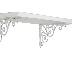 Pair Cast Iron Shelf Brackets 11.375x7.88 Rustic White Scroll Wall Mount Support - Picture 1 of 3